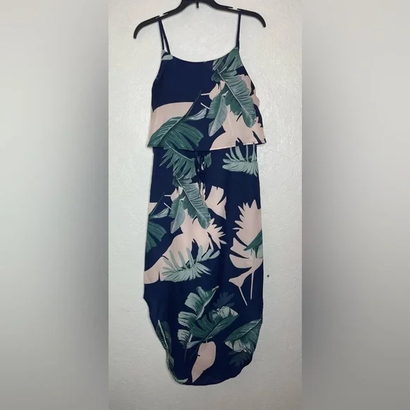 Summer Adjustable Spaghetti Strap Ruffle Split Beach Tropical  Maxi Dress Small - Picture 11 of 12